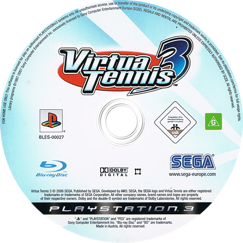 Virtua Tennis 3 - Playstation 3 (PS3)