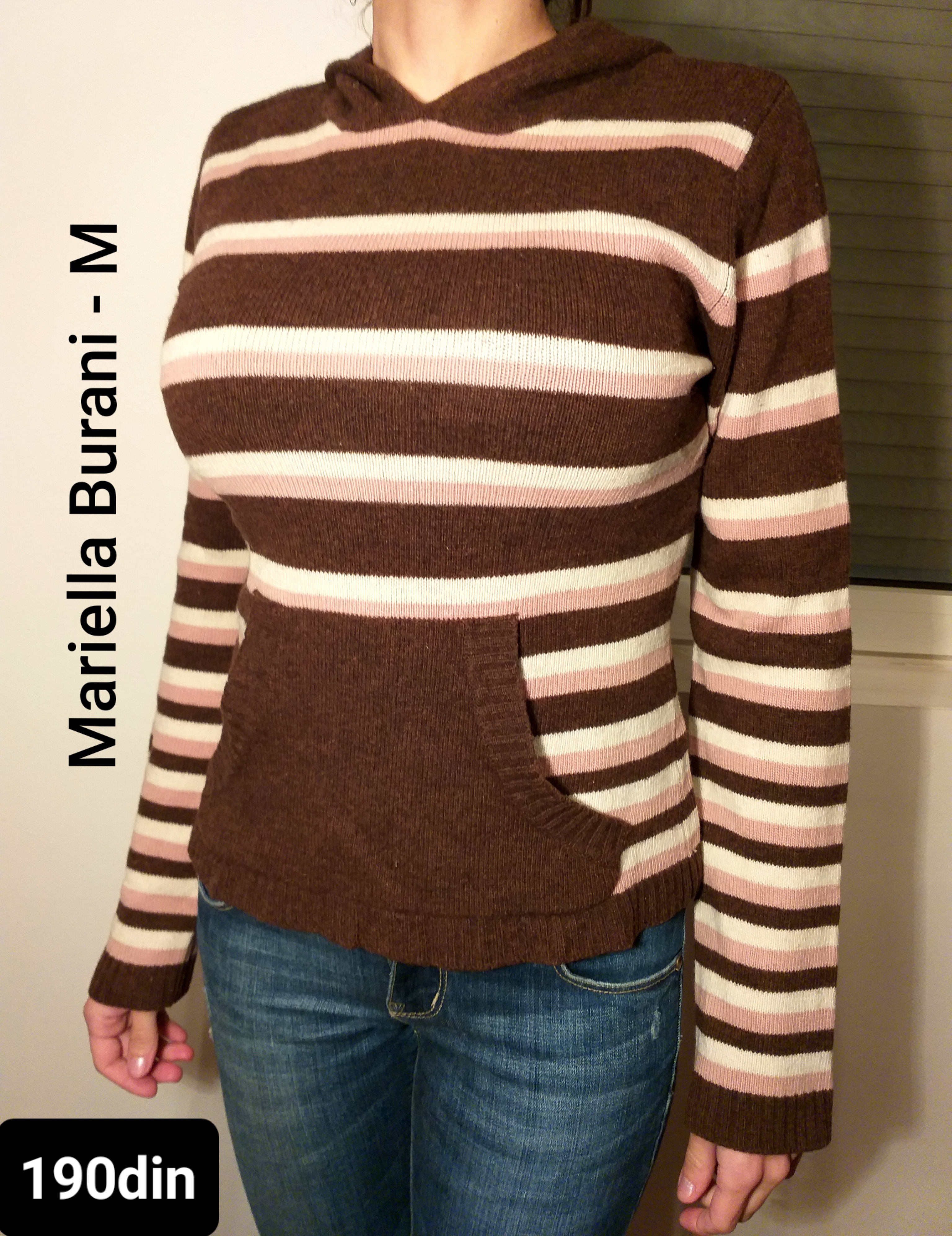 Mariella Burani ženski džemper na pruge braon M/38