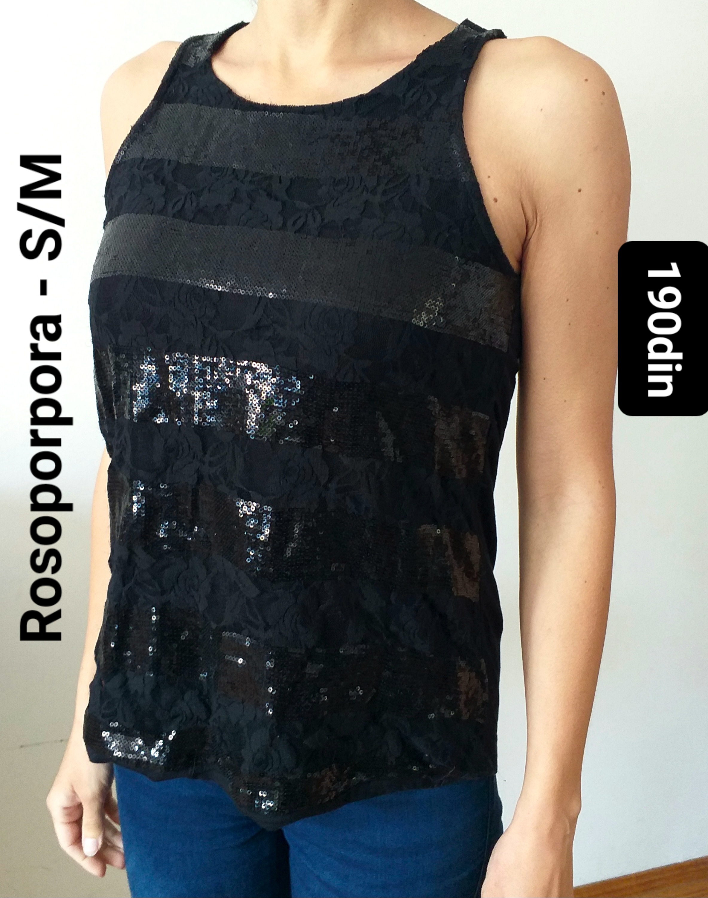 Rosoporpora ženska majica elegantna crna S/M