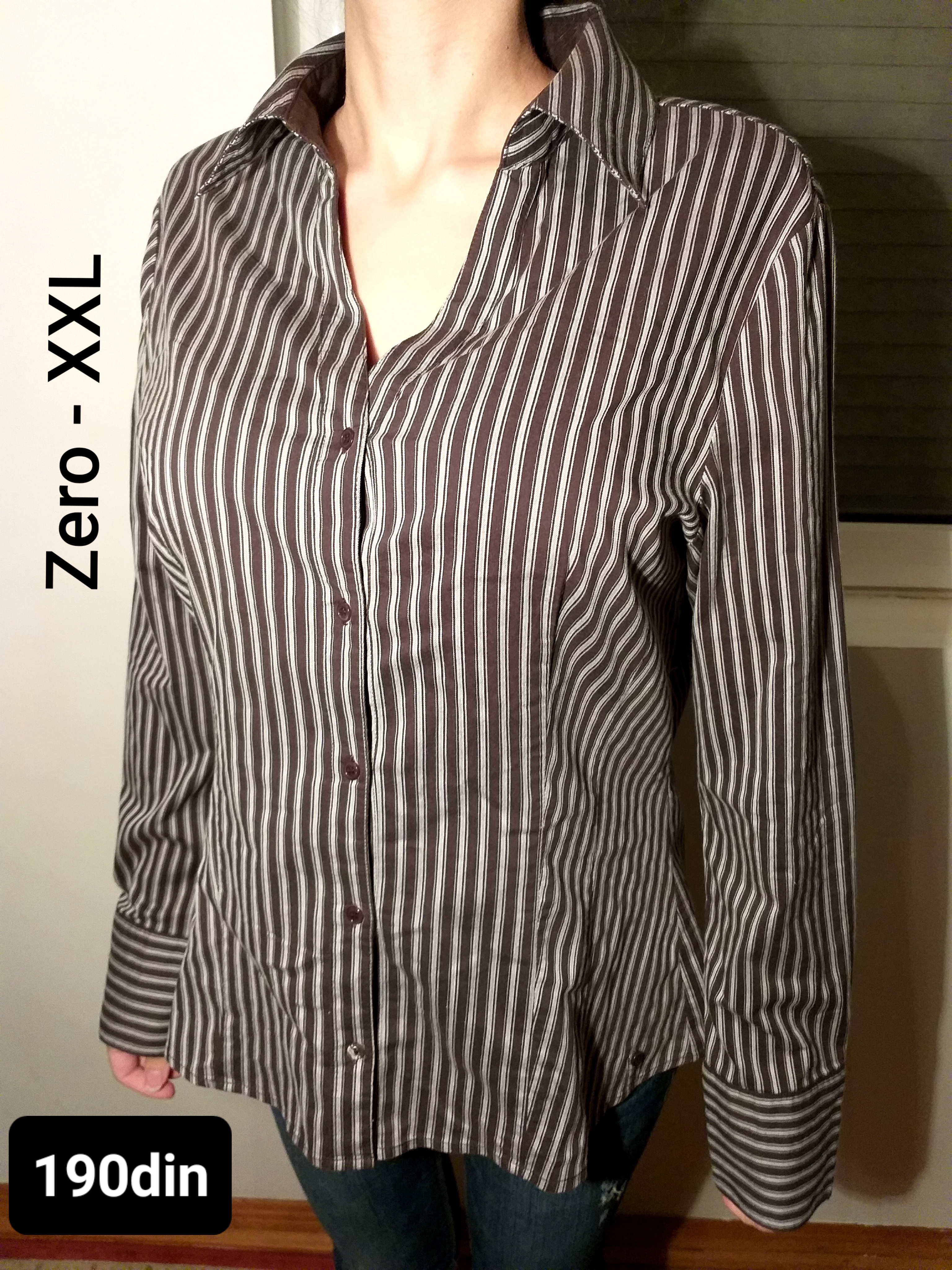 Zero ženska košulja na pruge braon XXL/44