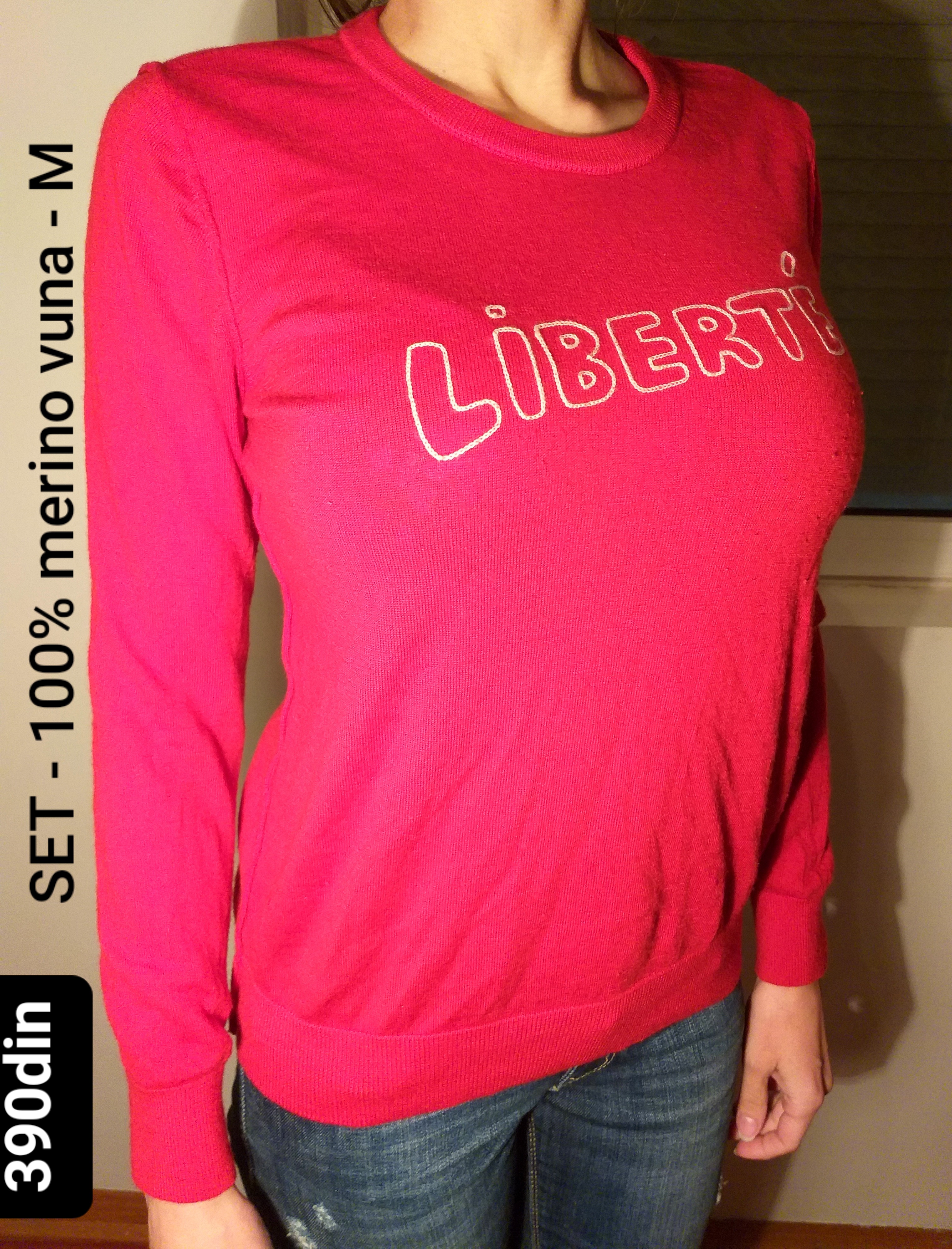 Set džemper 100% merino vuna ženski crveni M/38