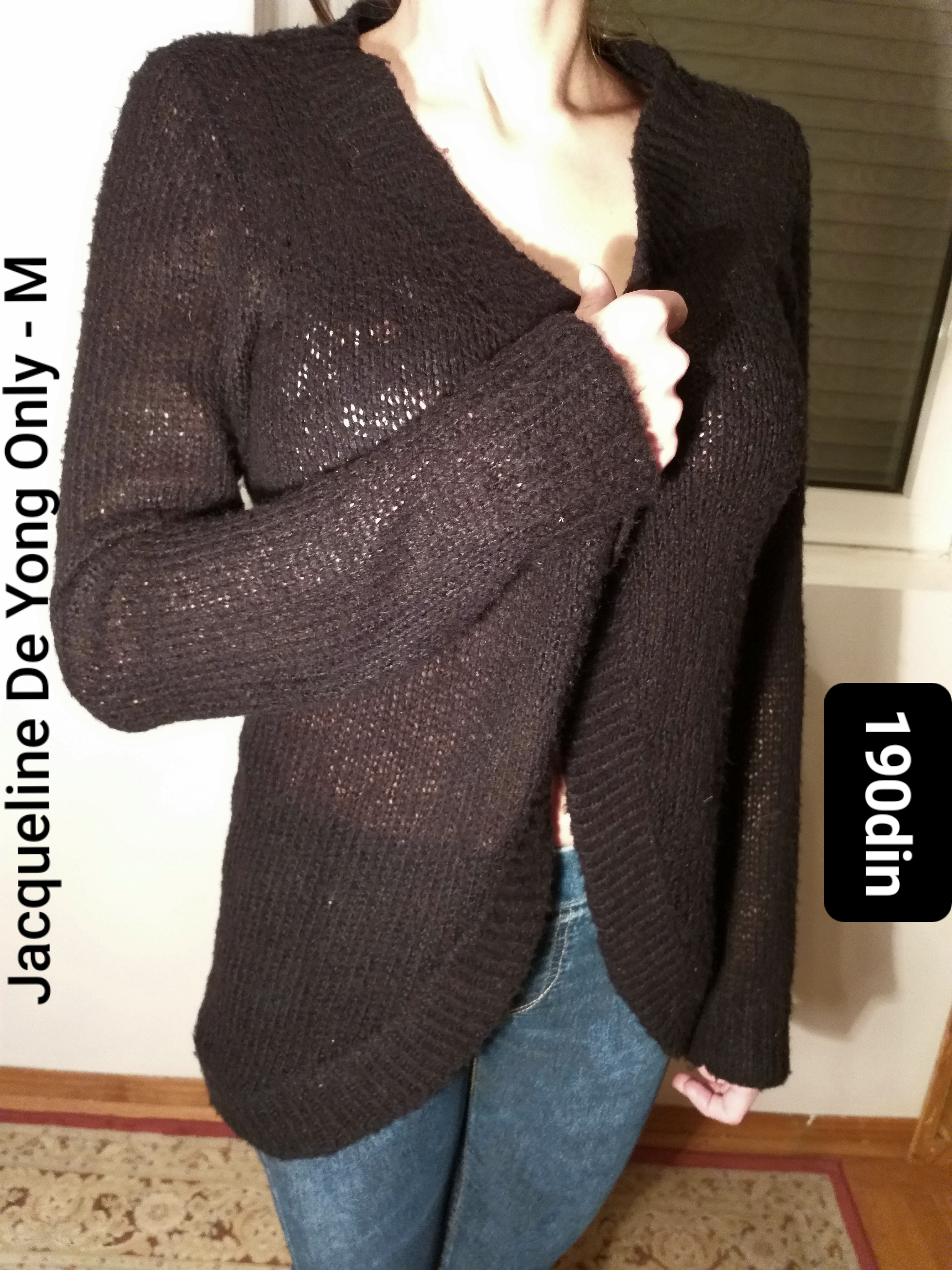 Jacqueline ženski kardigan džemper crni M/38