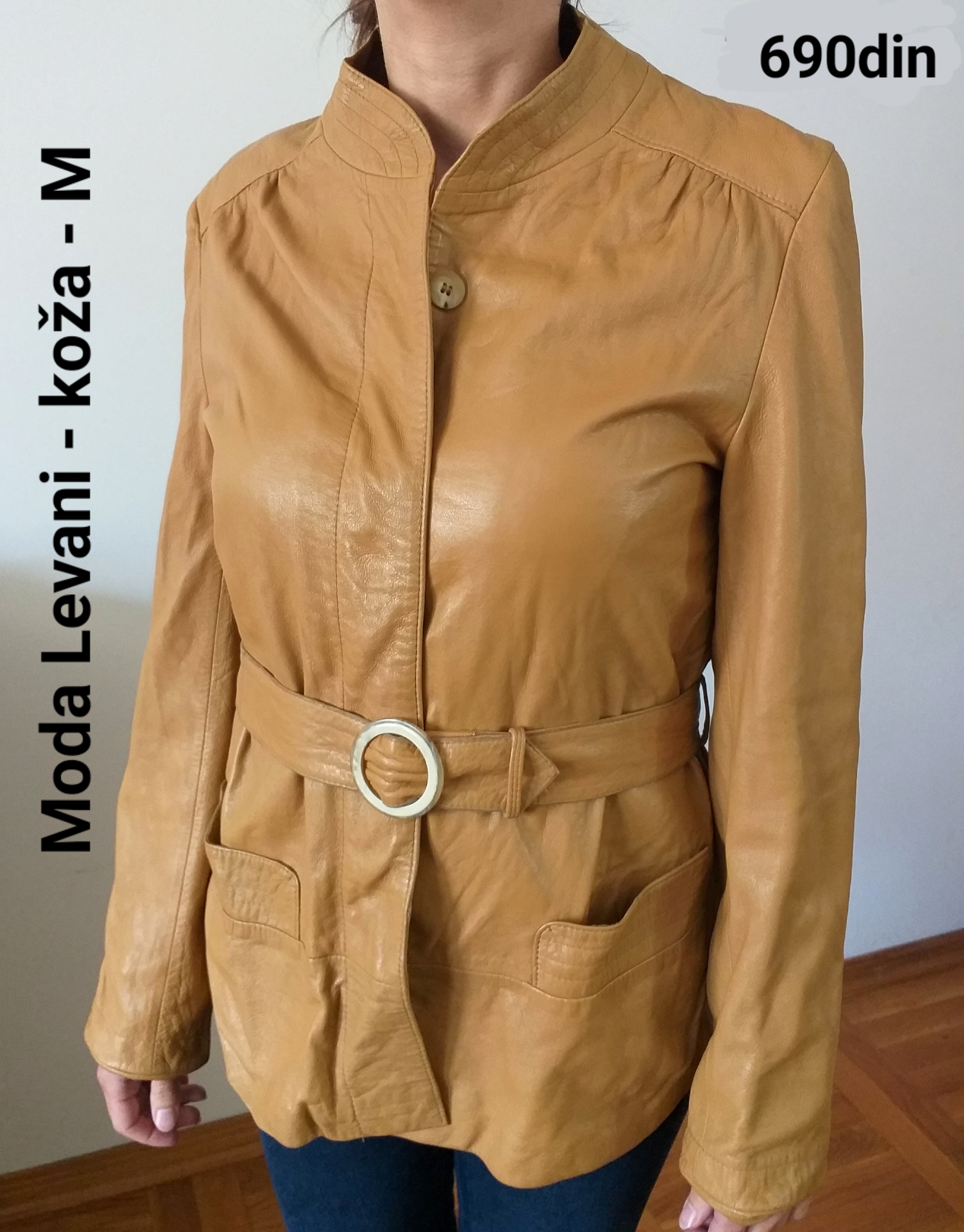 Moda Levani kožna ženska bež jakna M/38