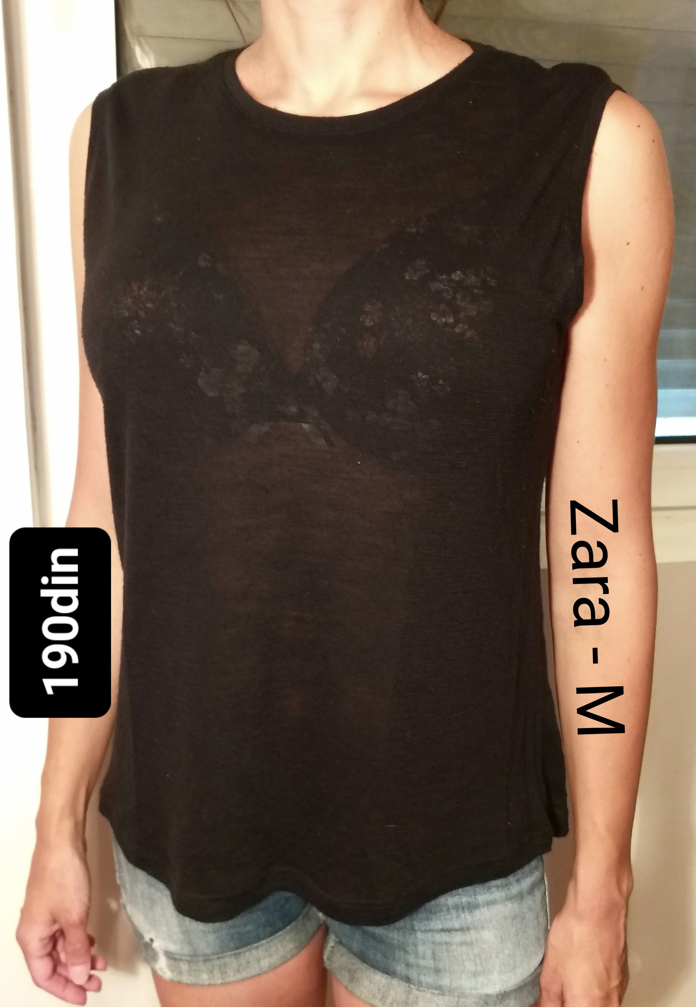 Zara ženska bluza majica crna providna M/38