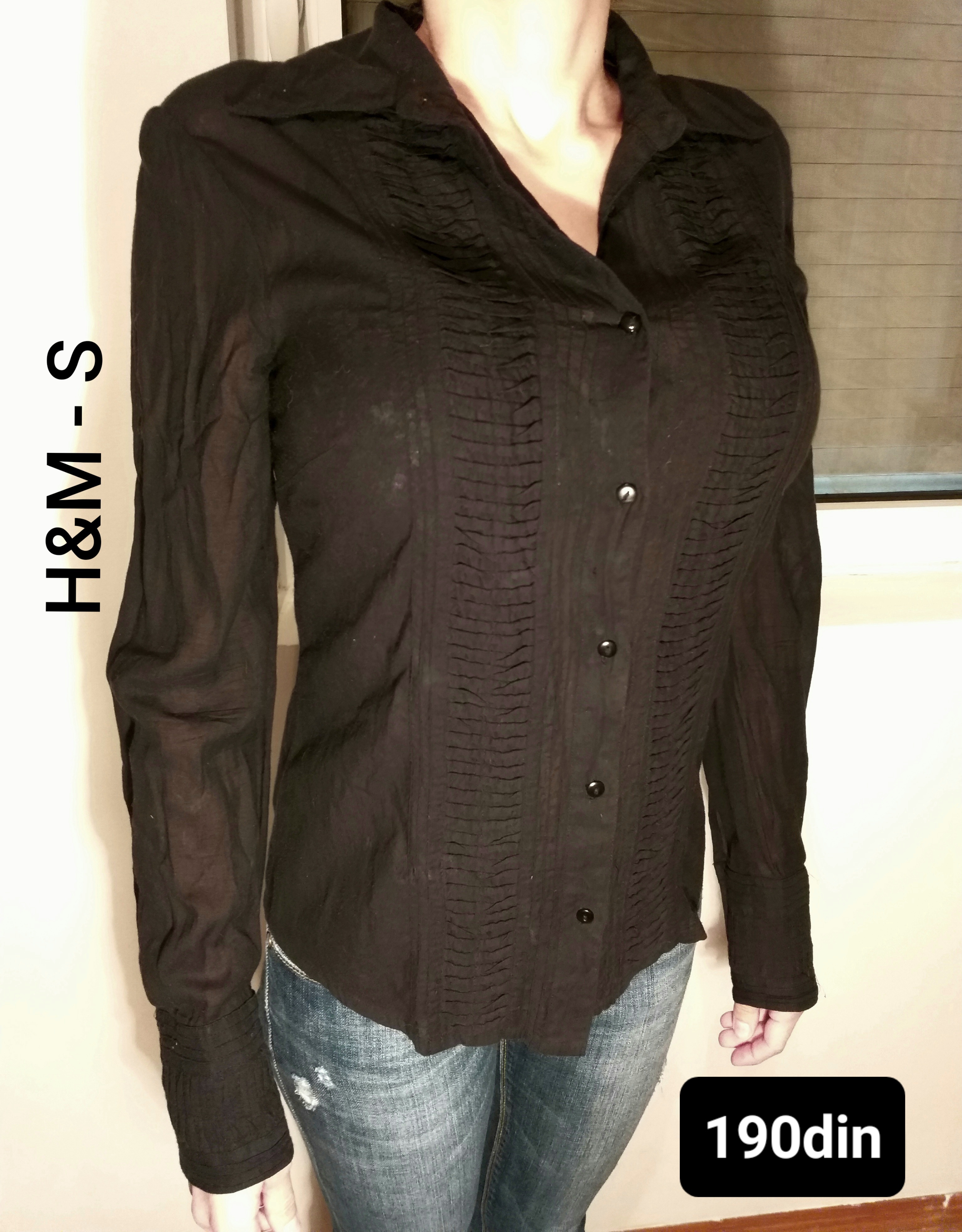 H&M ženska košulja crna dug rukav S/36