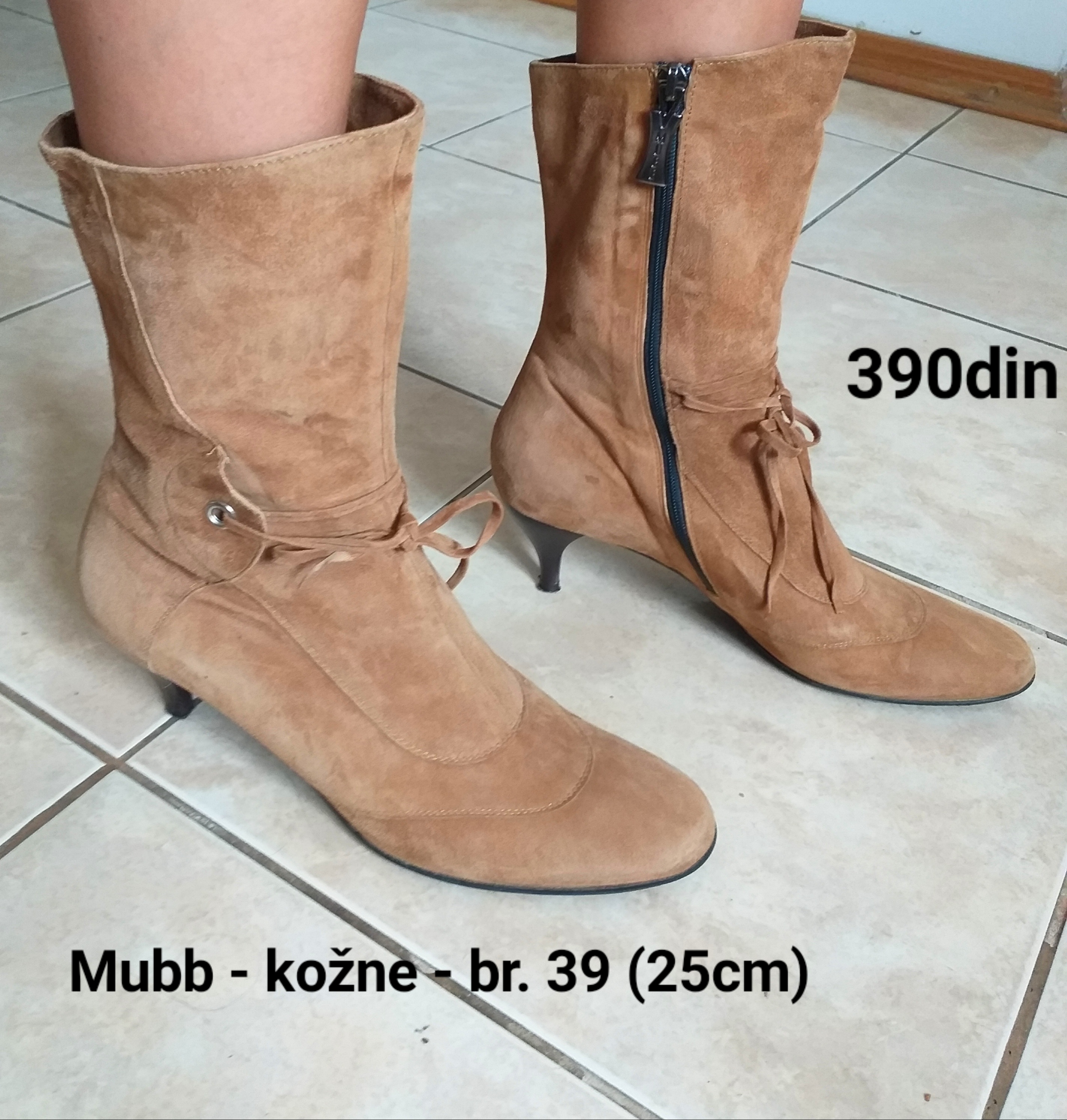 Mubb ženske kožne čizme na štiklu br. 39