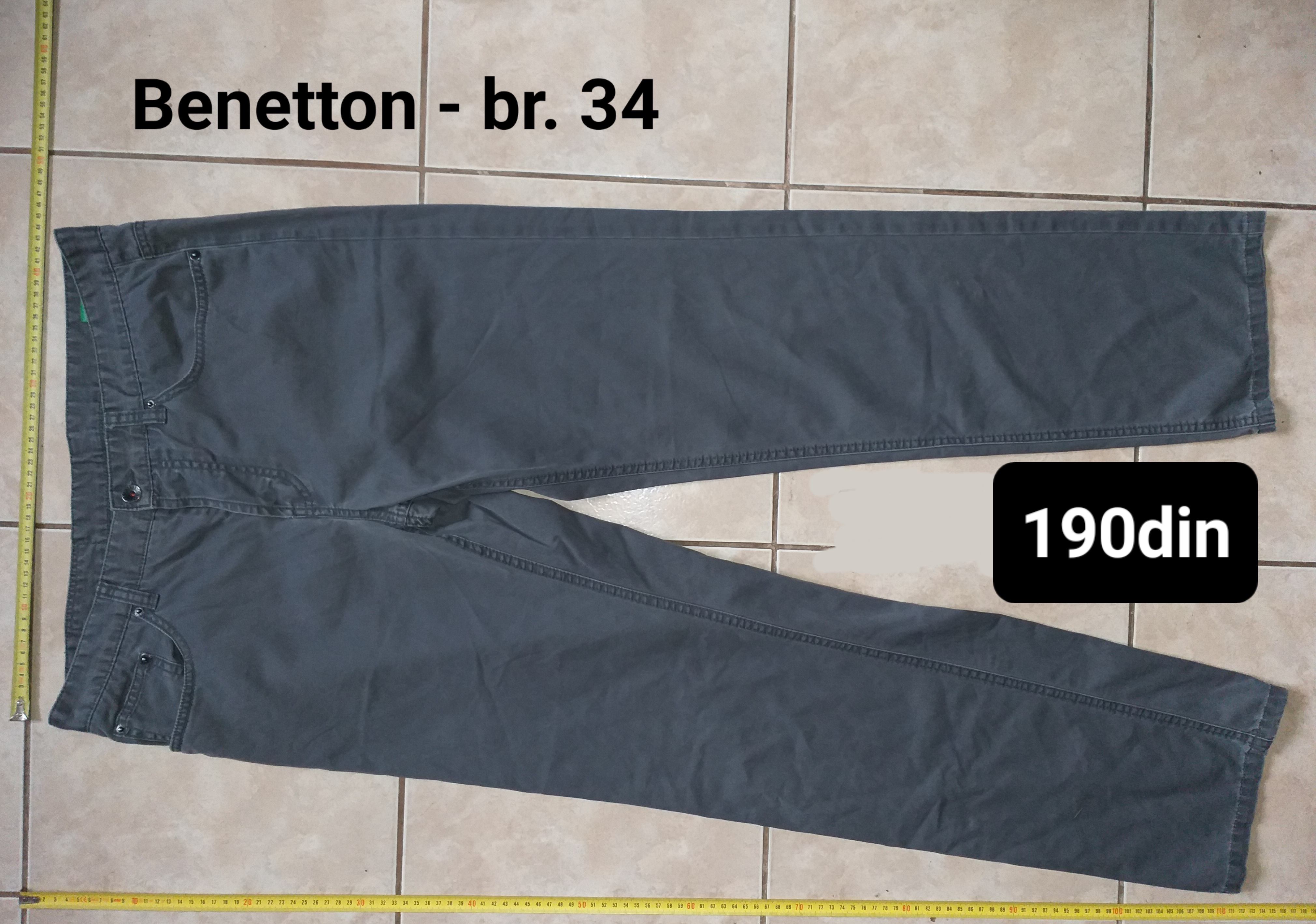 Benetton muške sive pantalone L