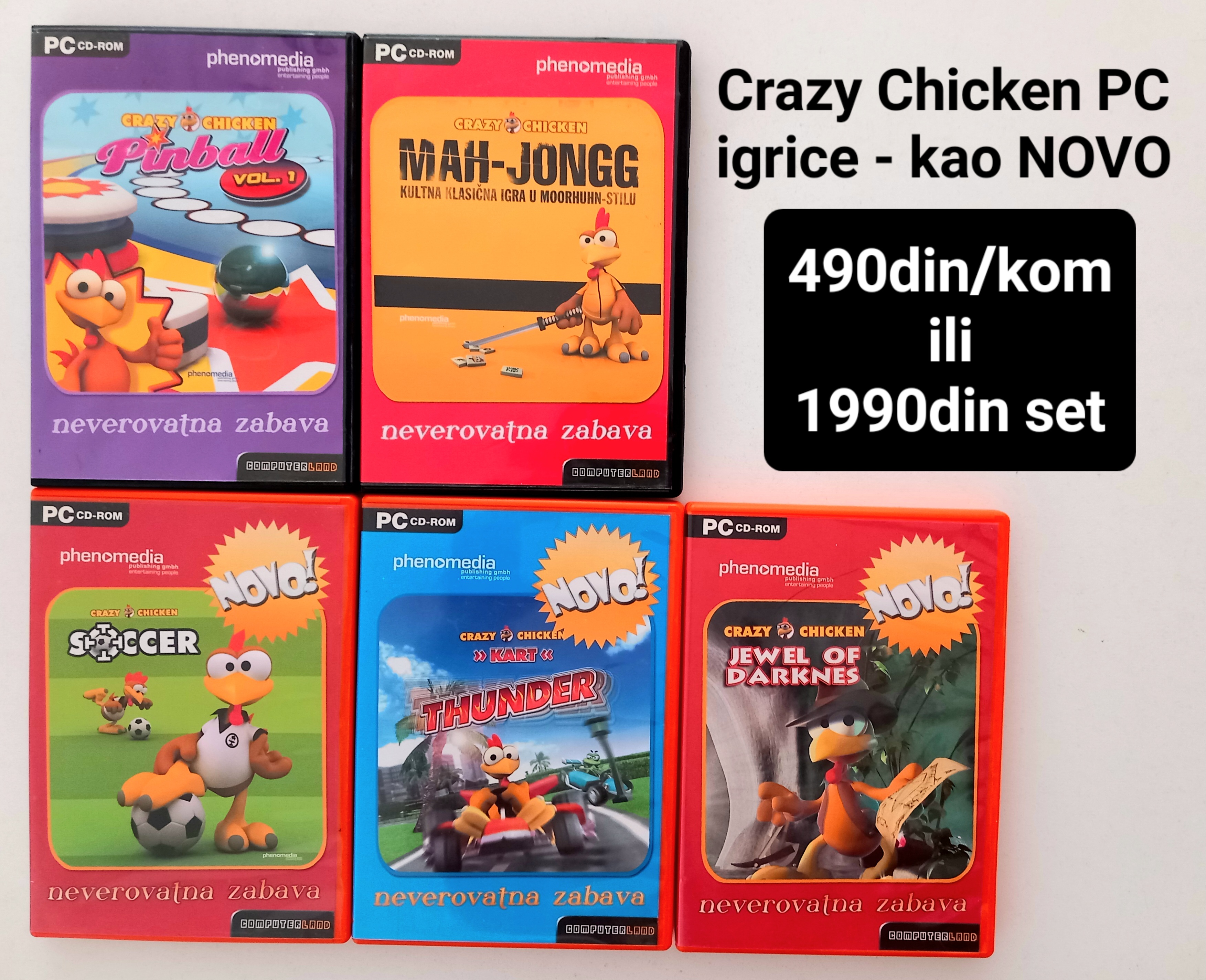 Crazy Chicken igrice za PC 5kom - kao NOVO