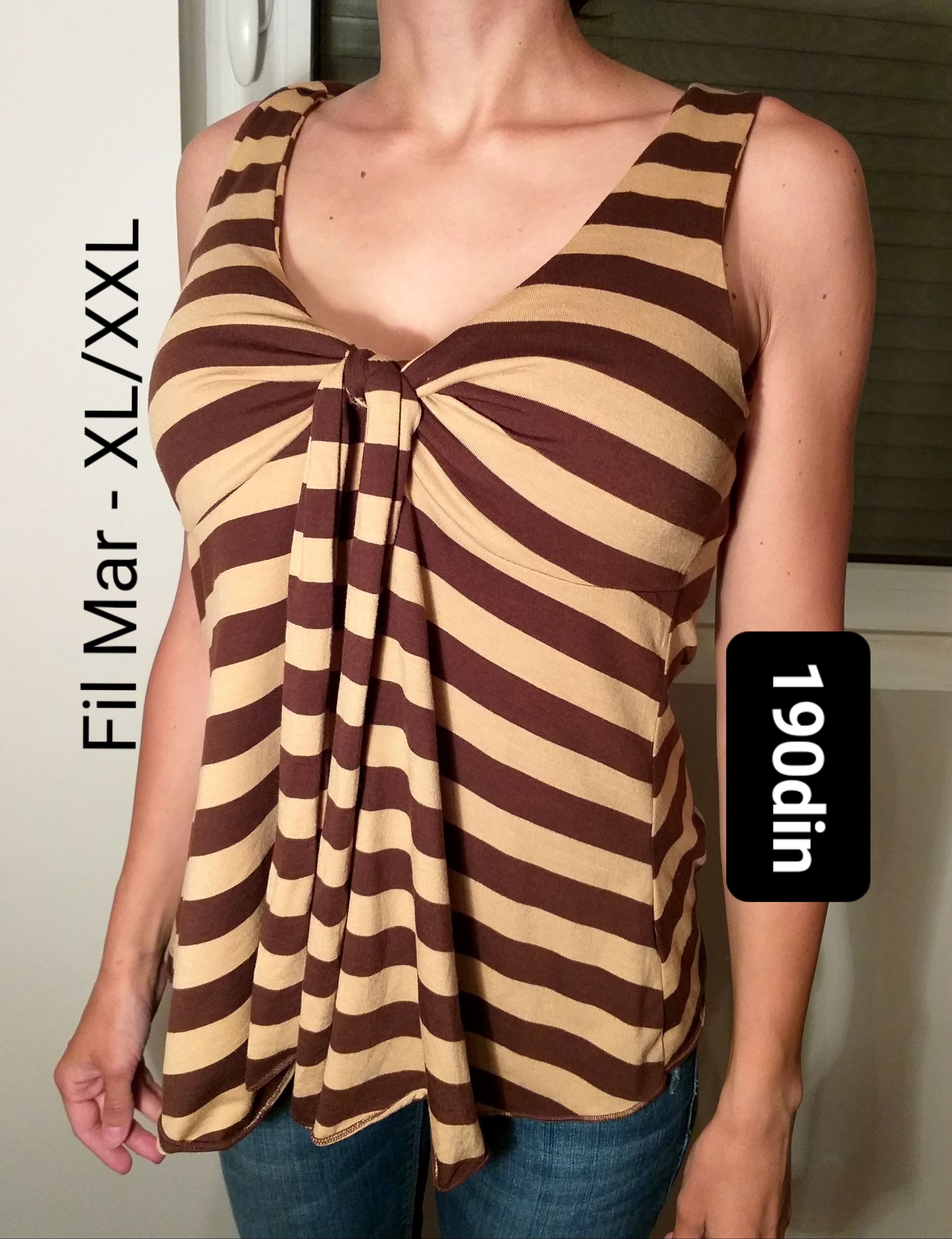Fil Mar ženska majica na pruge braon XL/XXL - 42/44