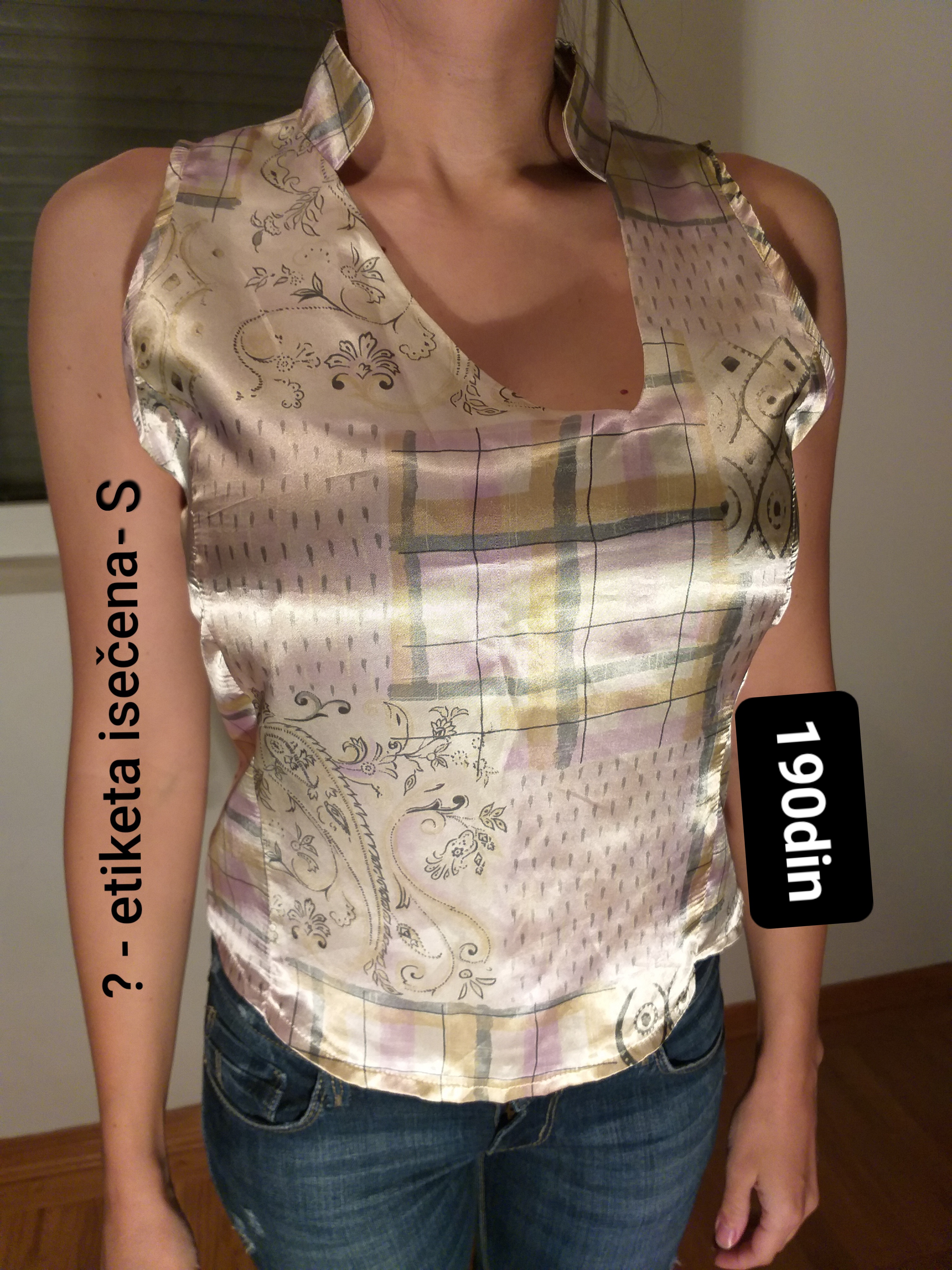 Ženska svilena bluza majica krem S/36