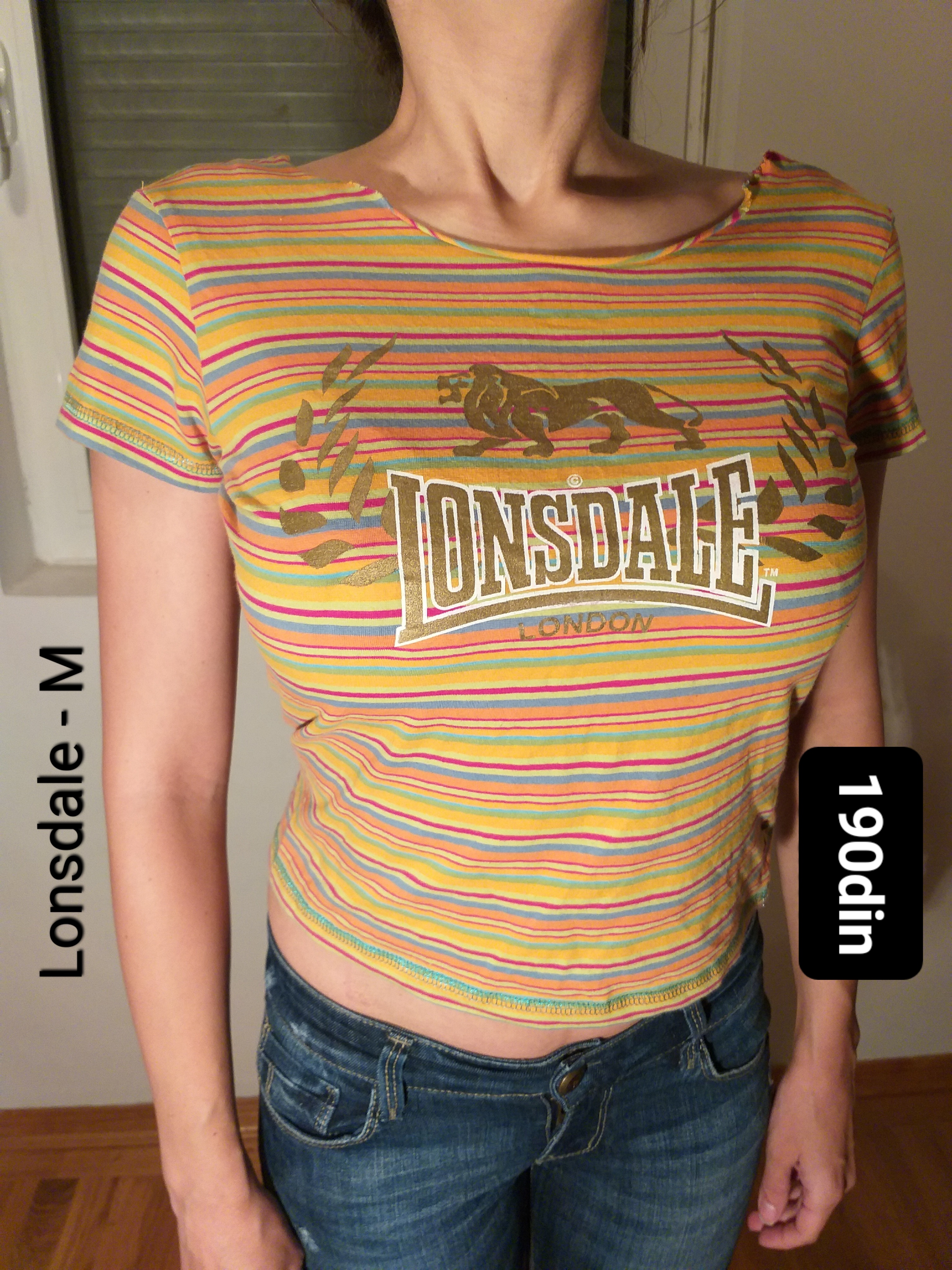 Lonsdale ženska majica na pruge žuta M/38