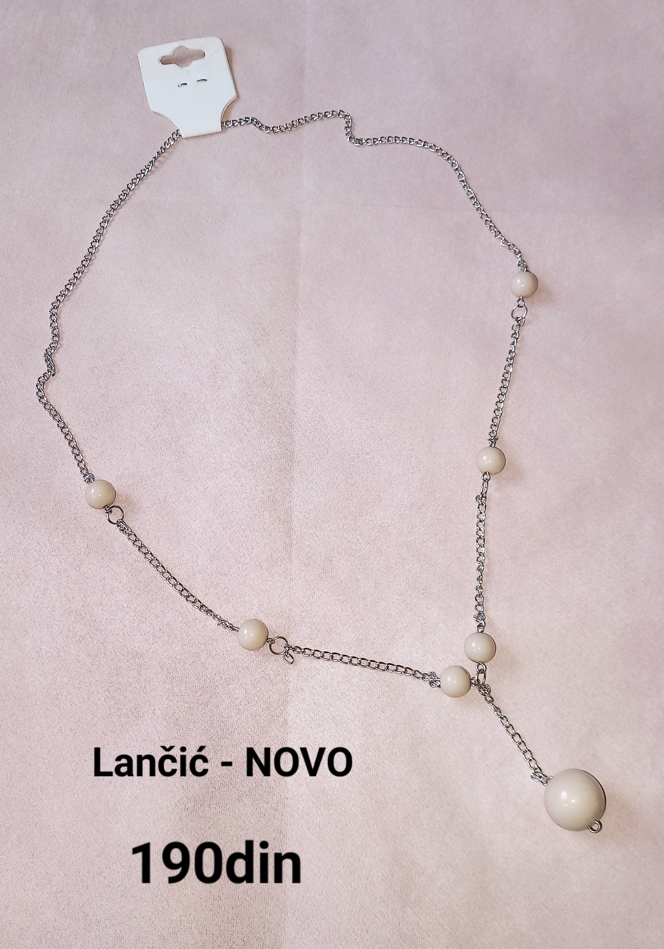 Lančić ogrlica srebrne boje sa perlama - NOVO