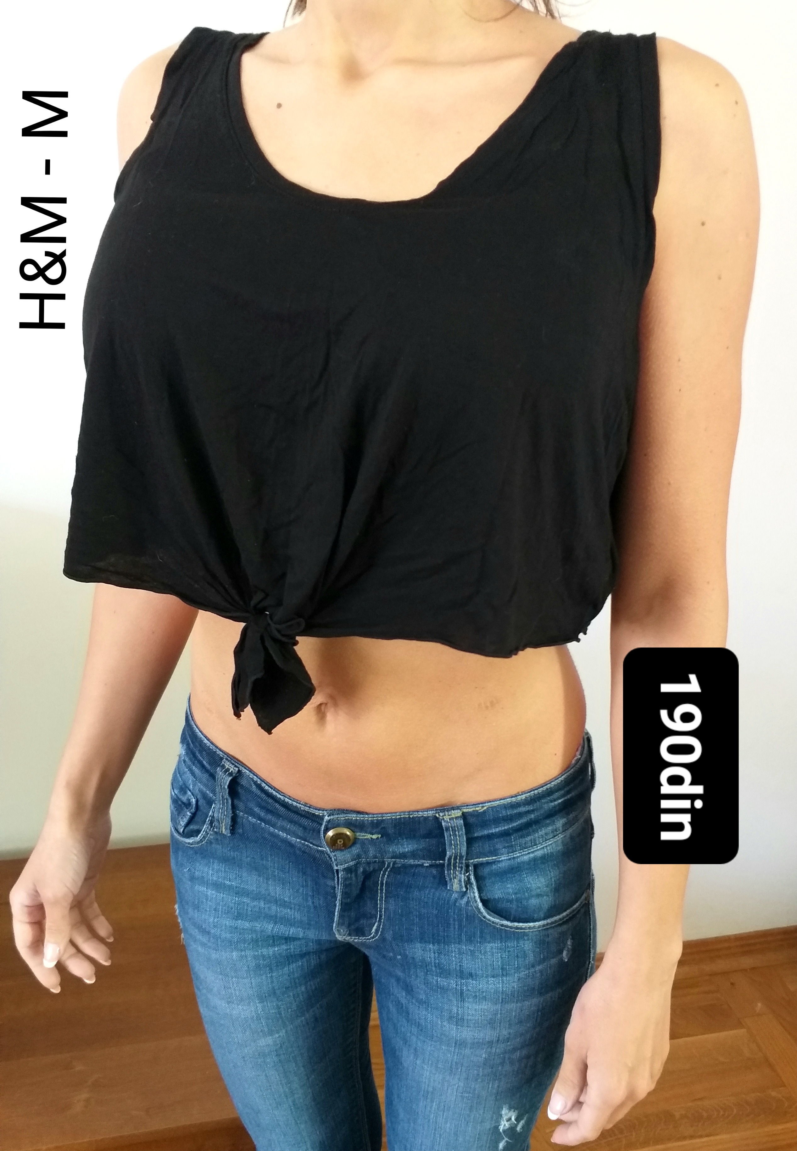 H&M ženska majica kratka crna M/38