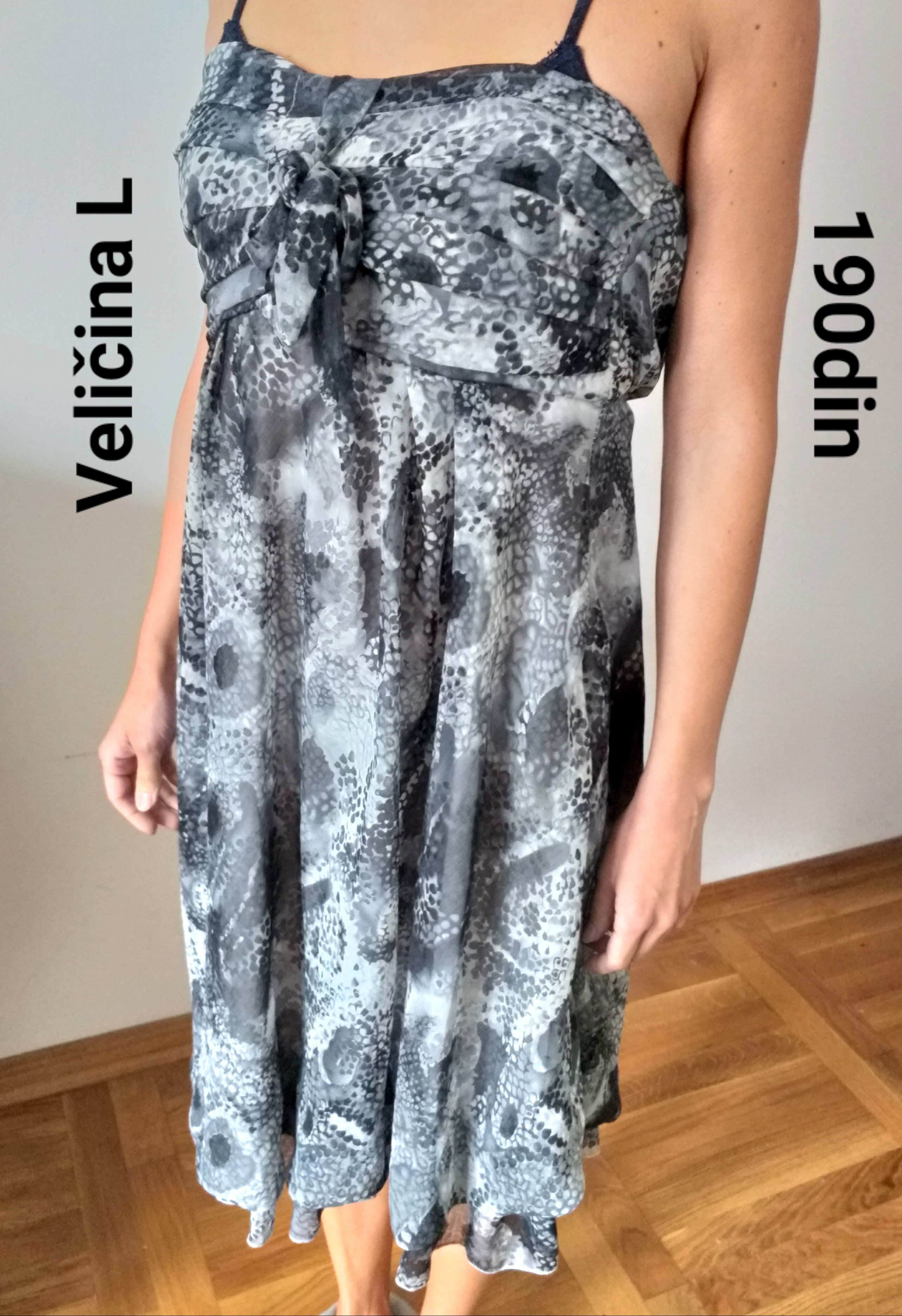 Siva lepršava top haljina midi L/40