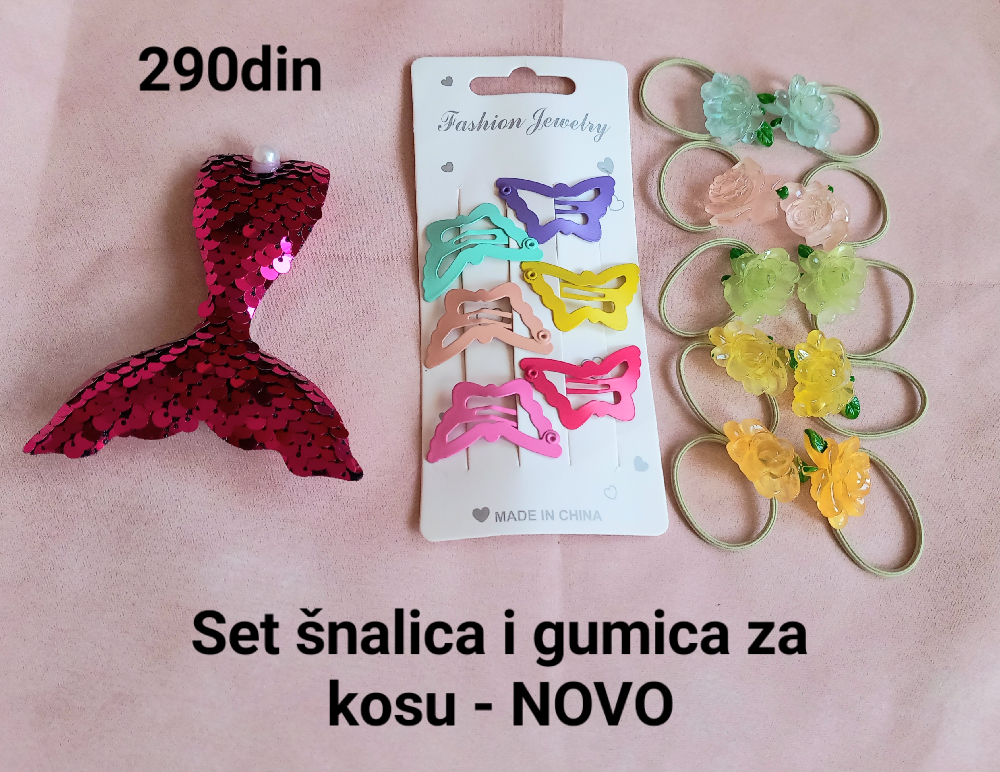 Šnalice i gumice za kosu sirena leptir - NOVO