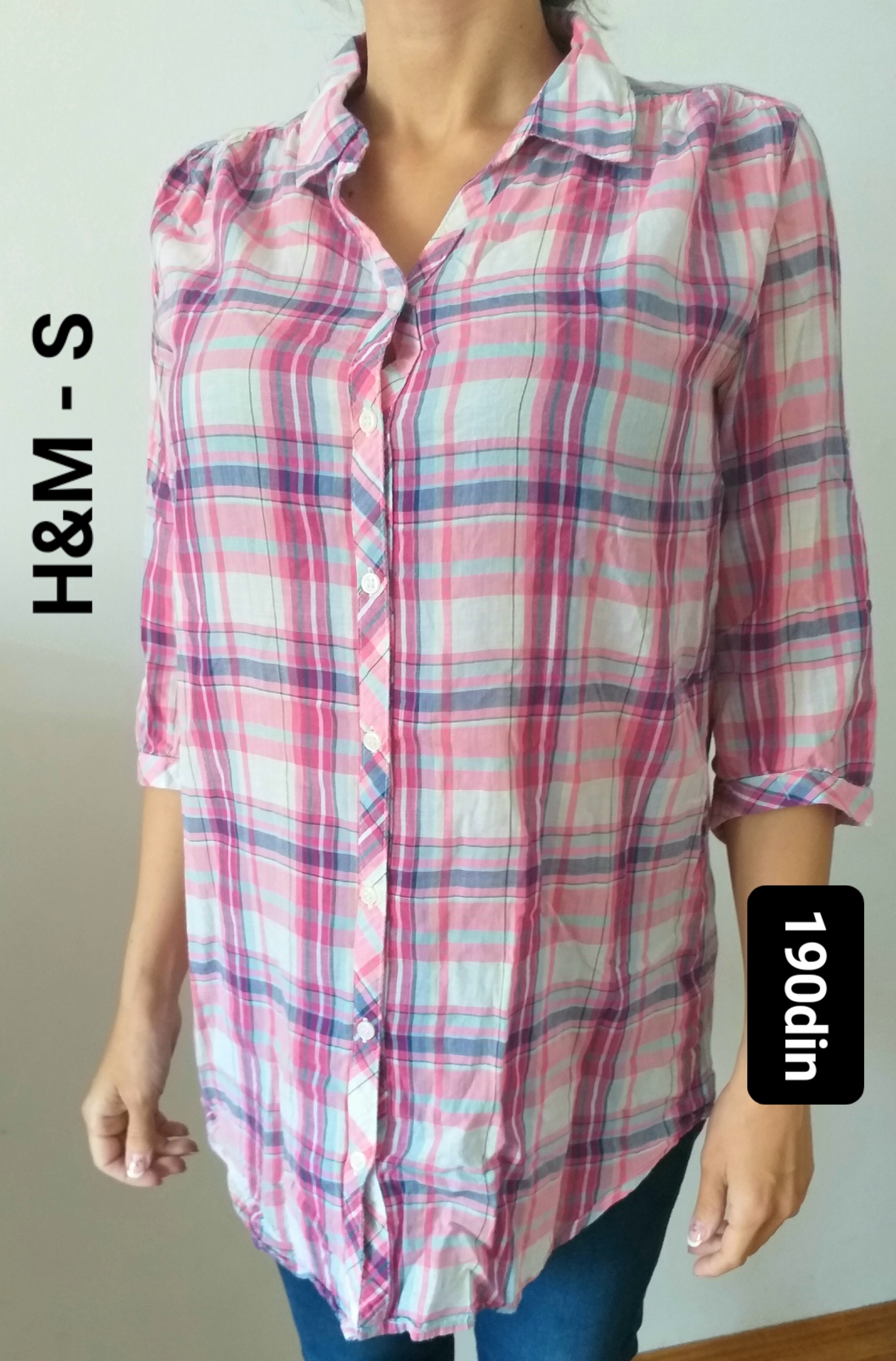 H&;M ženska košulja karirana roze S/36