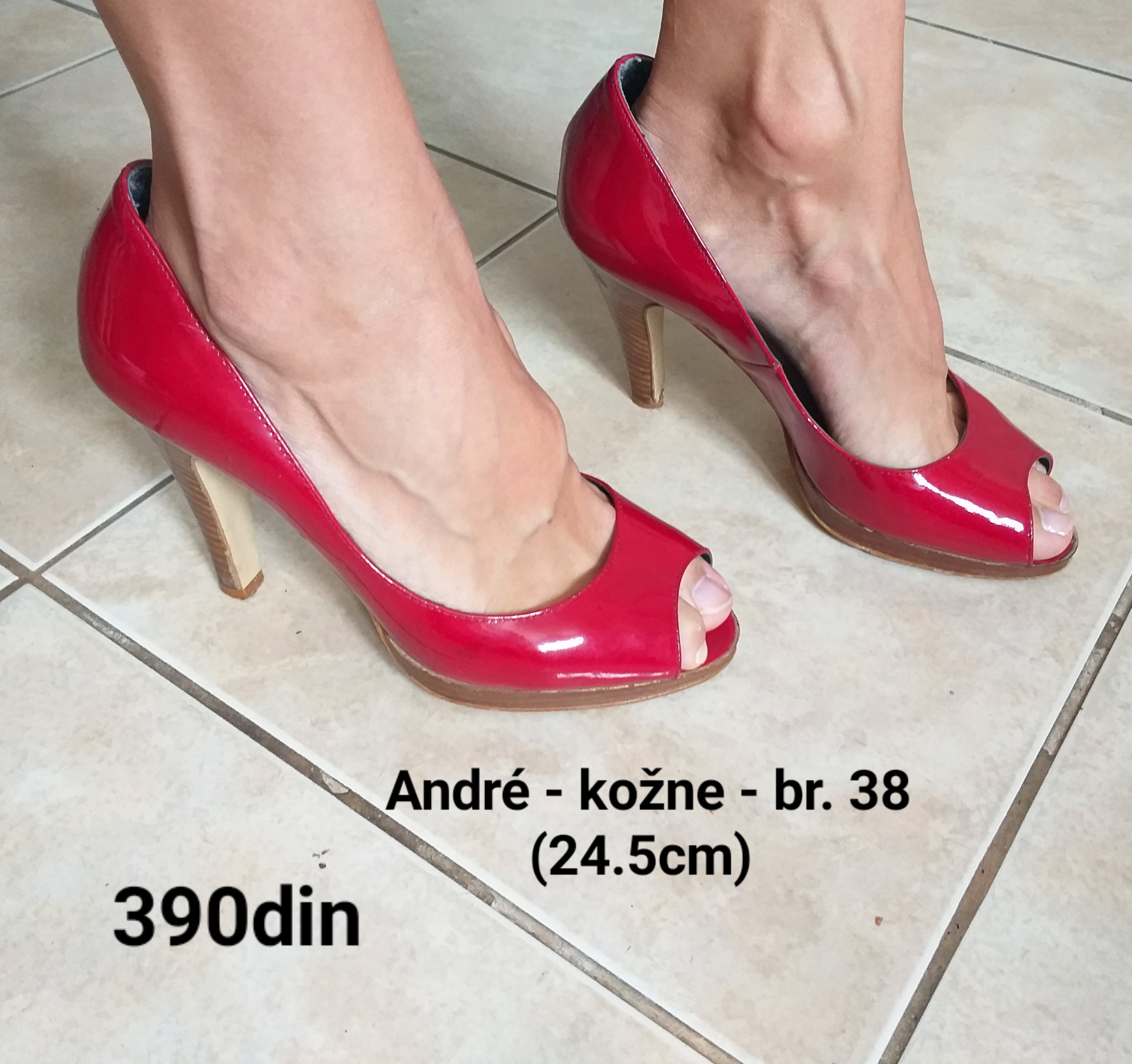 André kožne crvene cipele na štiklu br. 38