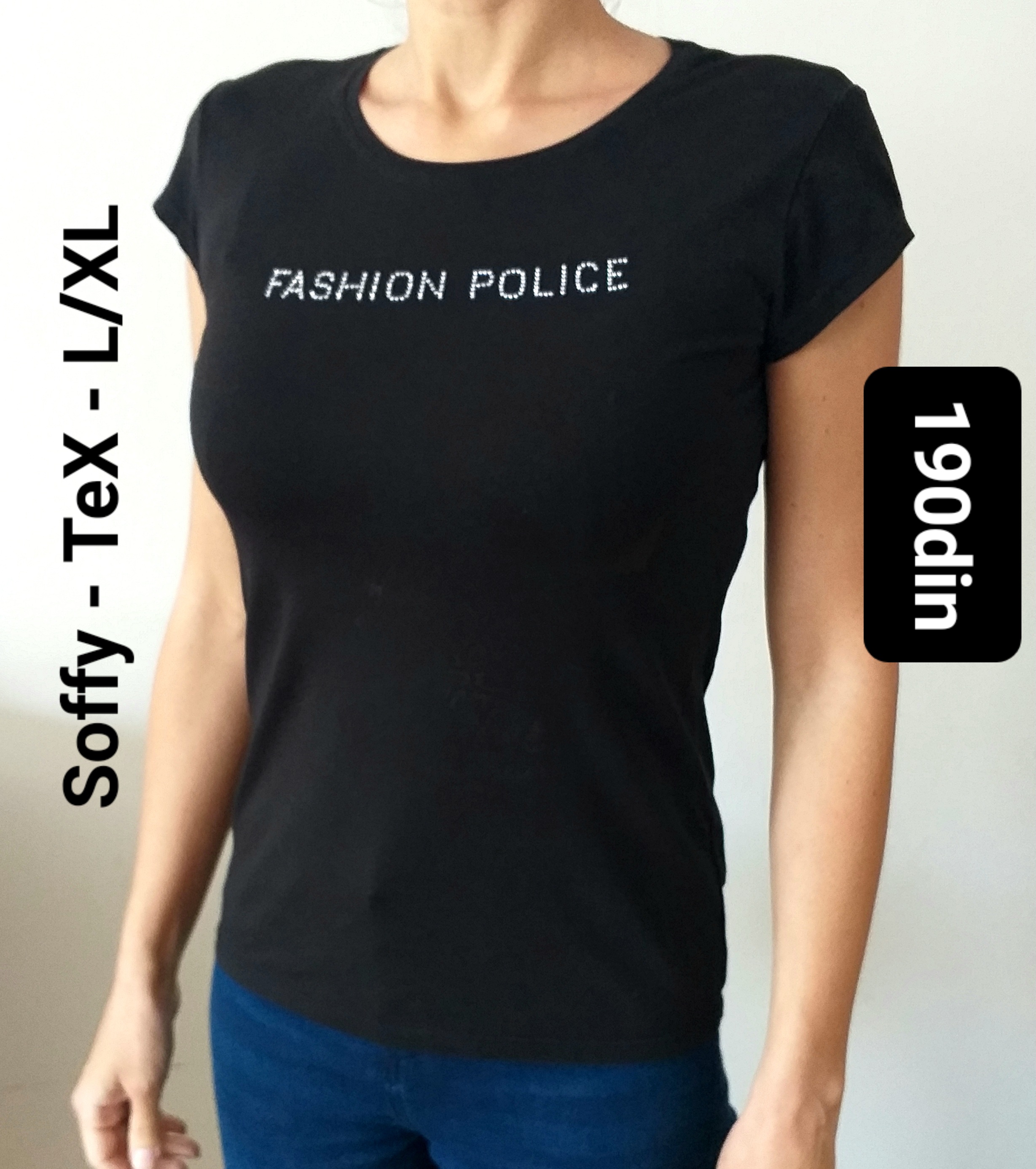 Fashion police ženska majica crna kratak rukav L/40