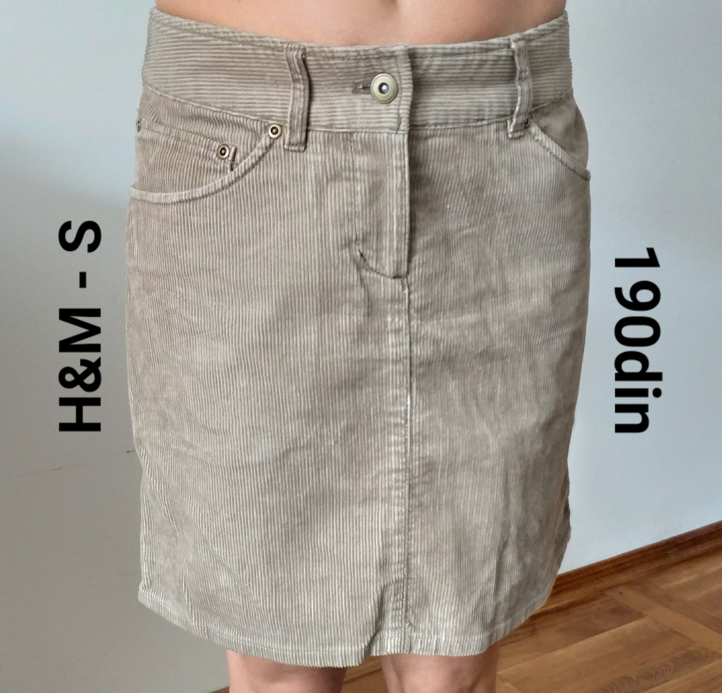 H&M krem somotska suknja S