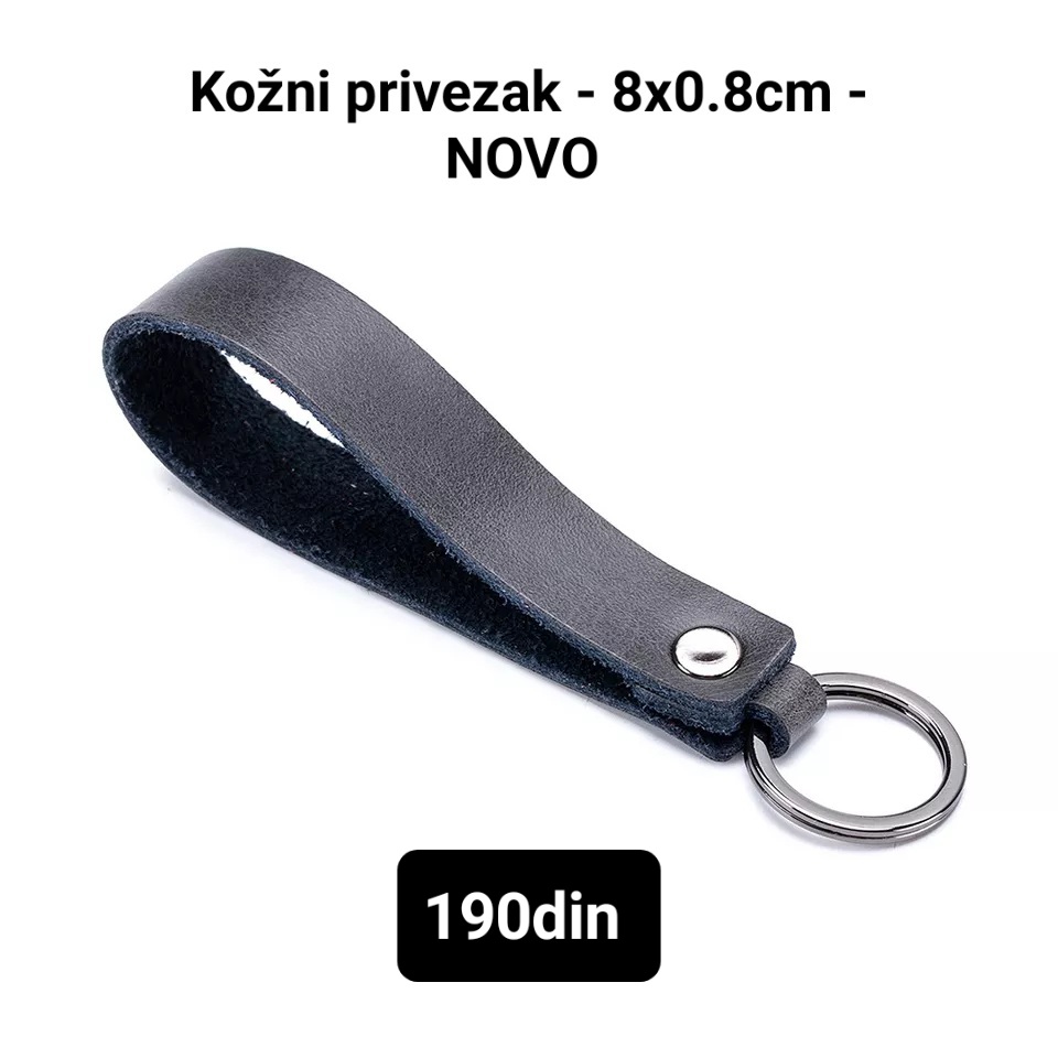 Crni kožni privezak za ključeve - NOVO