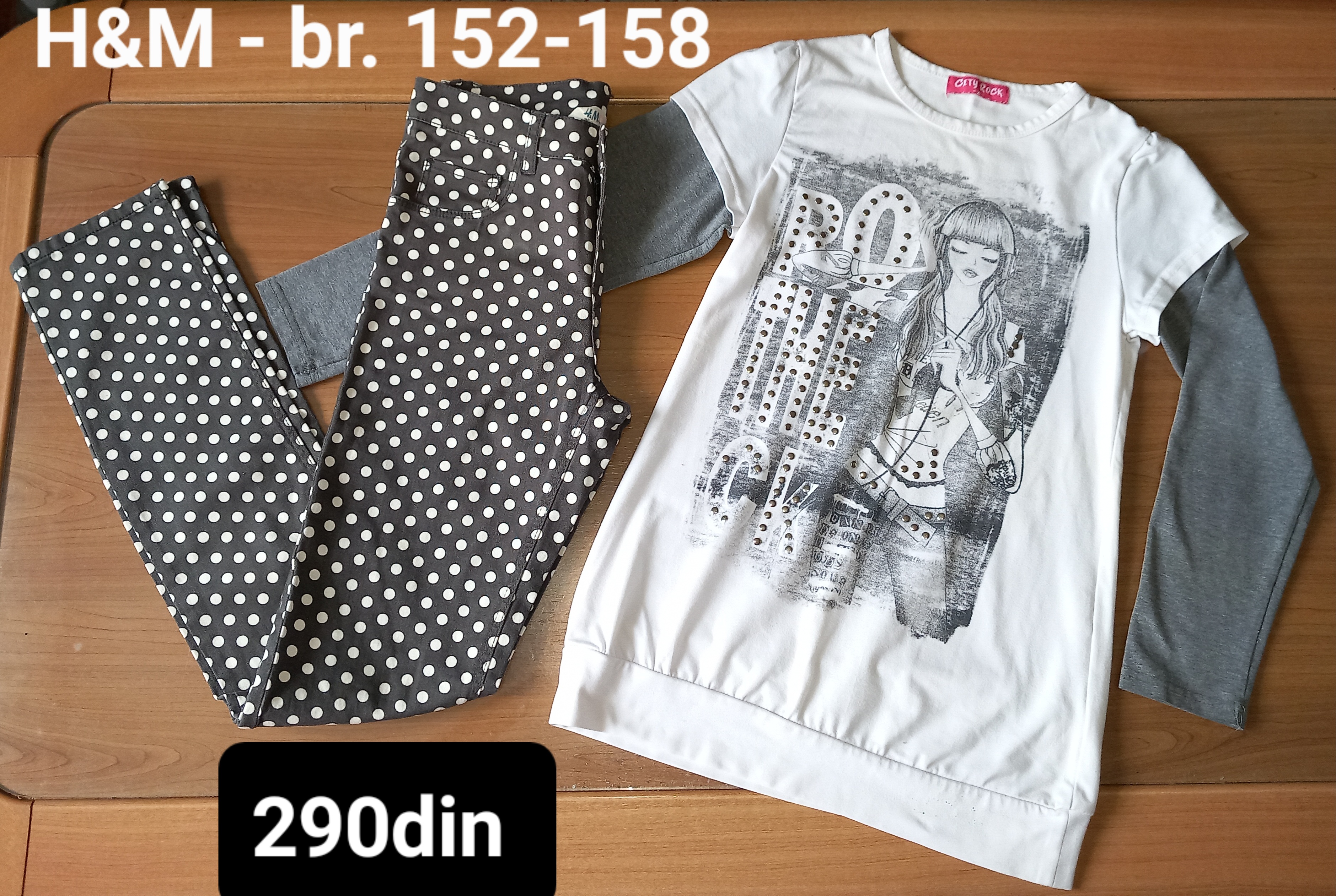 H&M pantalone majica za devojčice br. 152-158