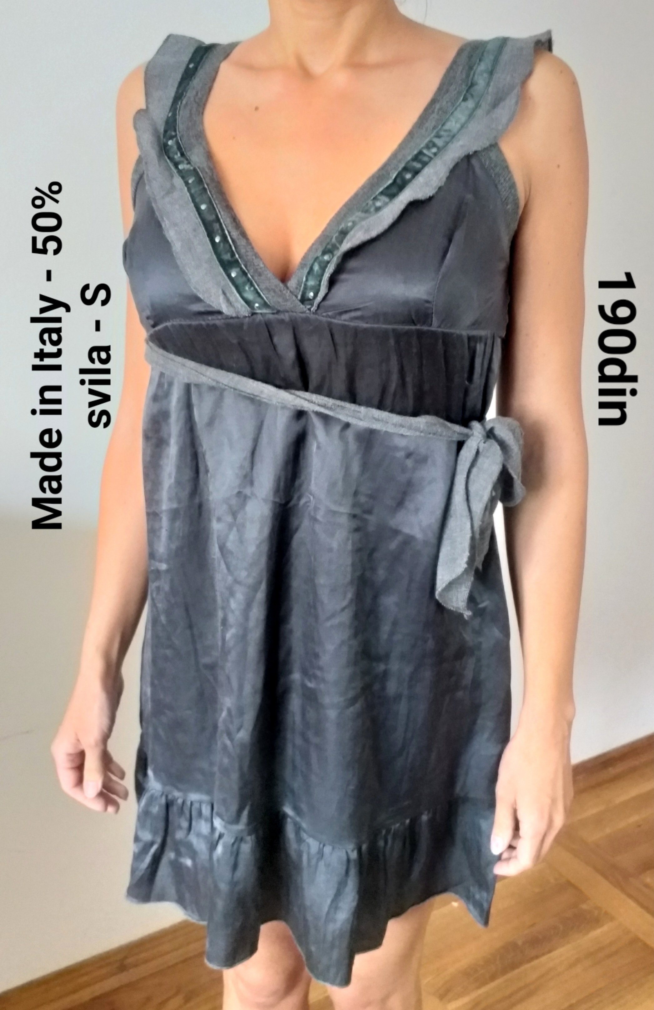Made in Italy svilena siva haljina S