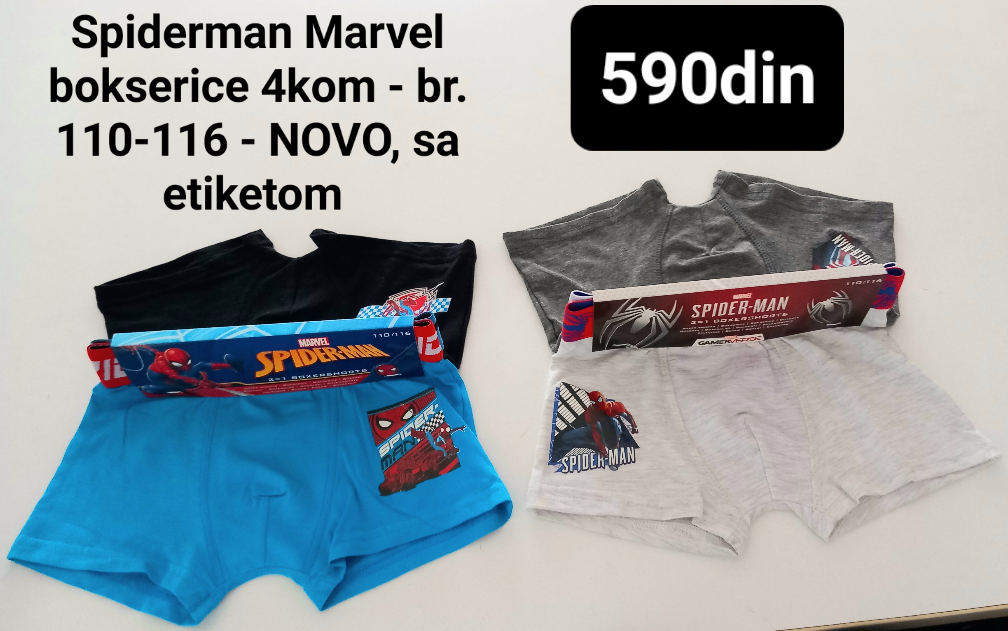 Spiderman bokserice za dečake 4kom br. 110-116 - NOVO