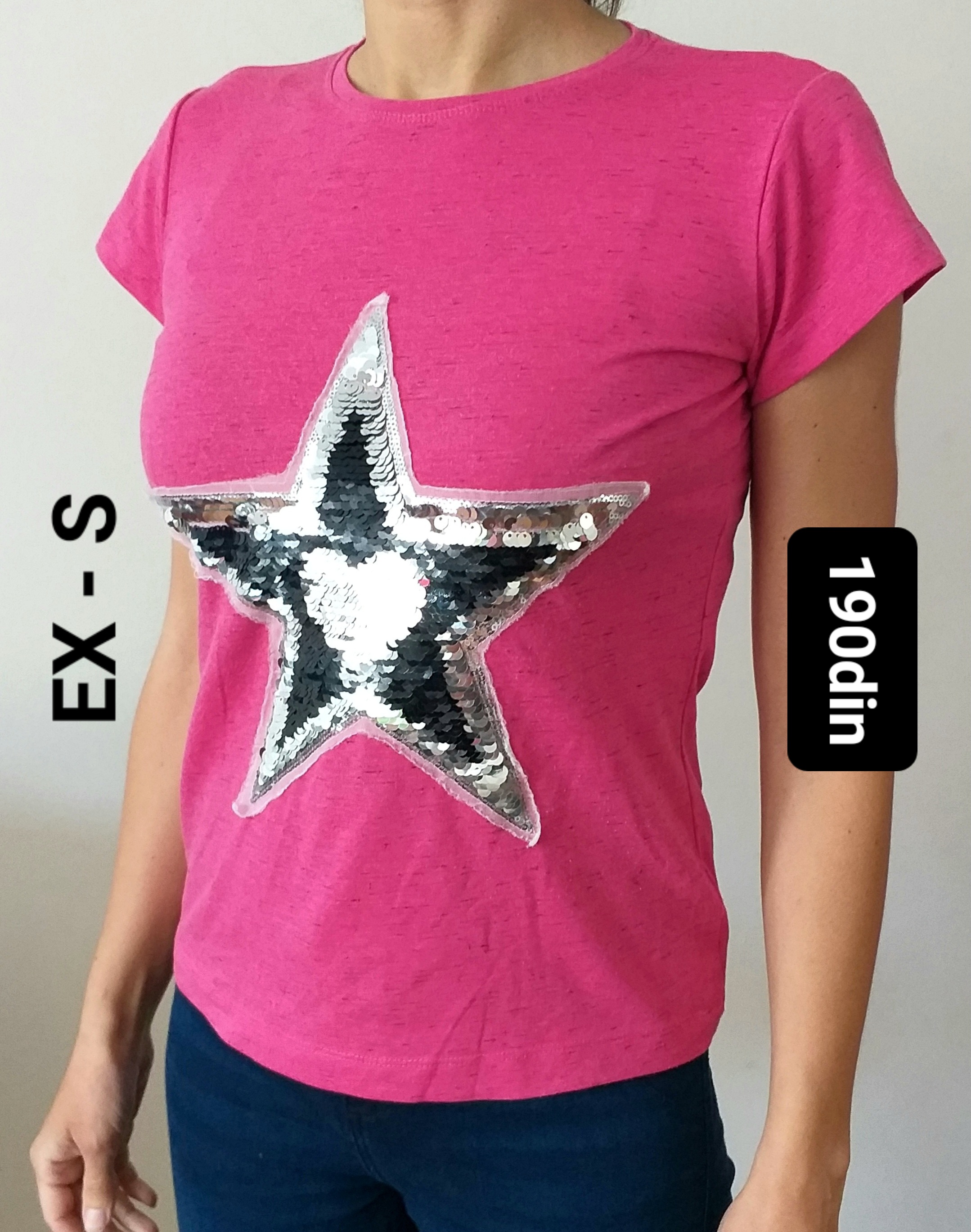 EX ženska majica roze zvezda srce S/36