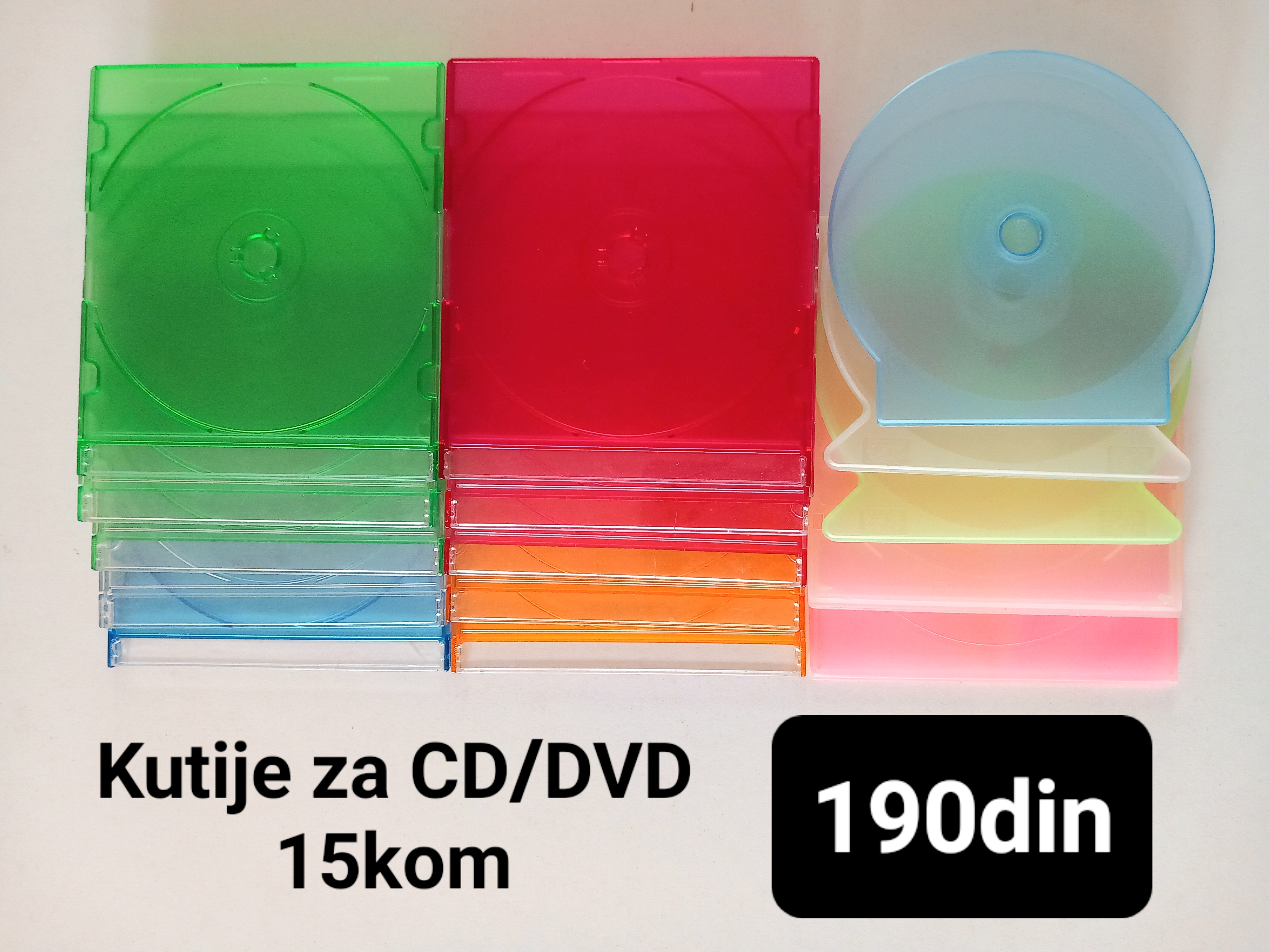Raznobojne kutije za DVD / CD - 15 kom