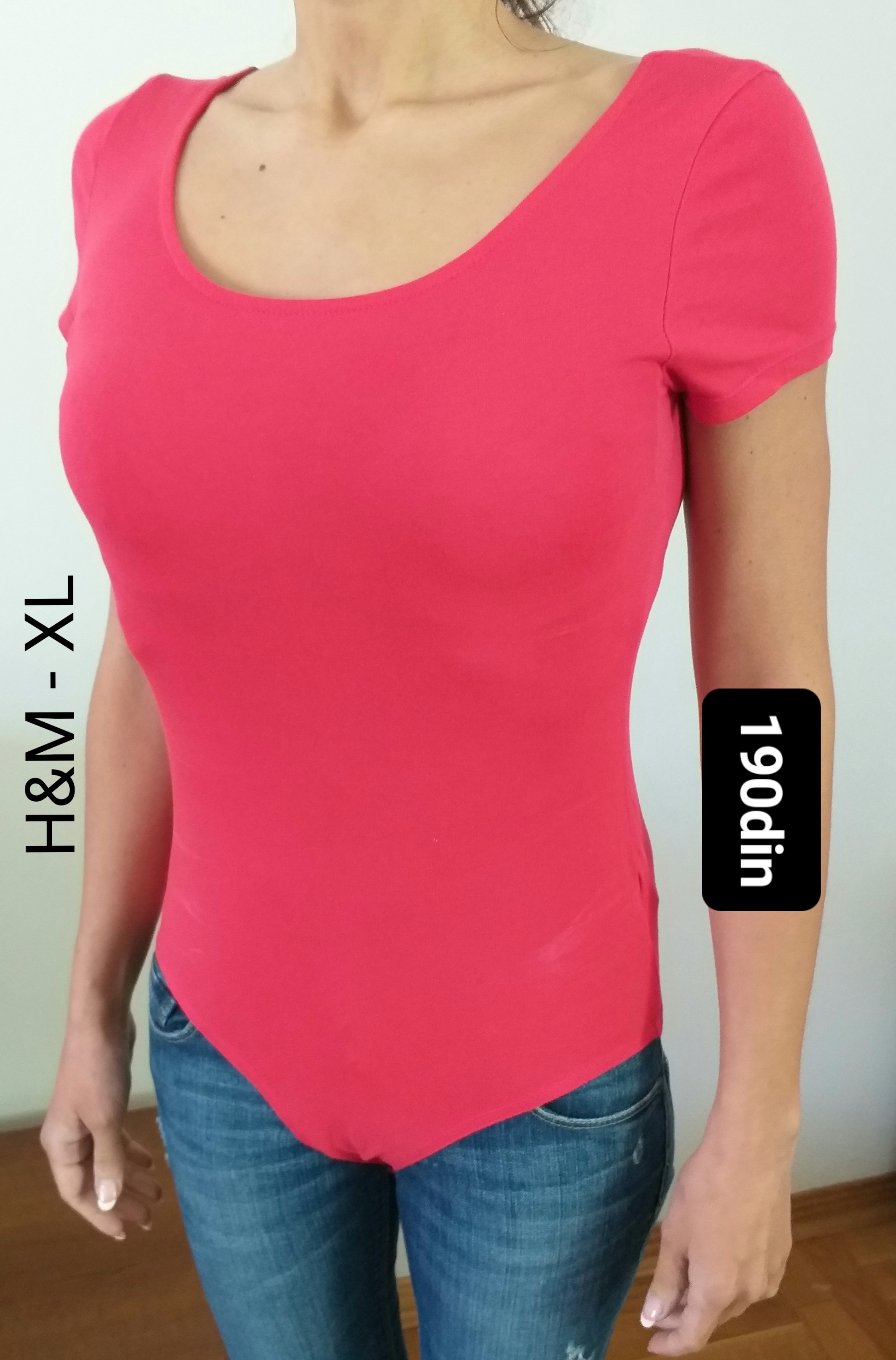 H & M ženski bodi kratkih rukava crveni XL/42