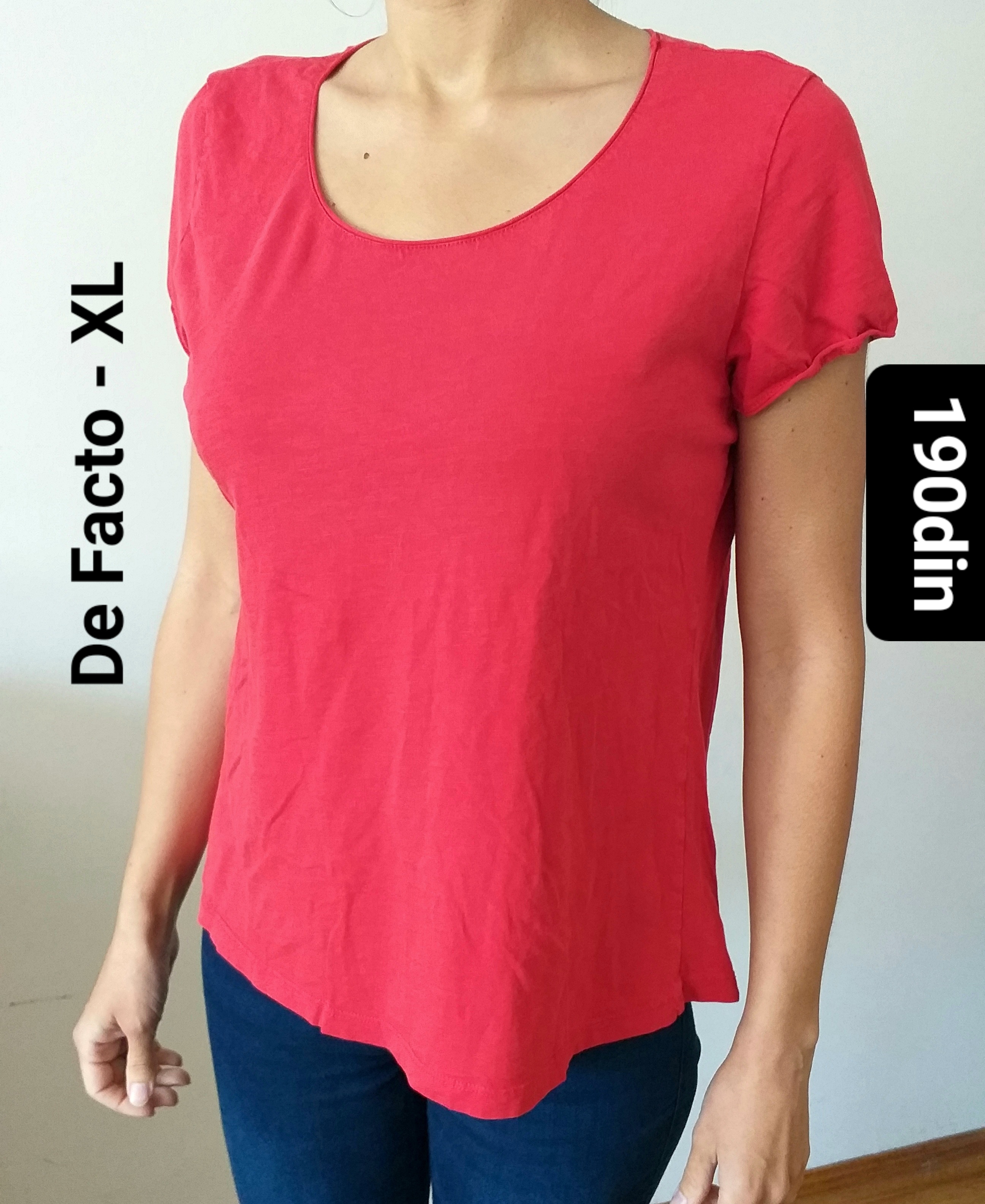 De Facto ženska majica crvena kratak rukav XL/42