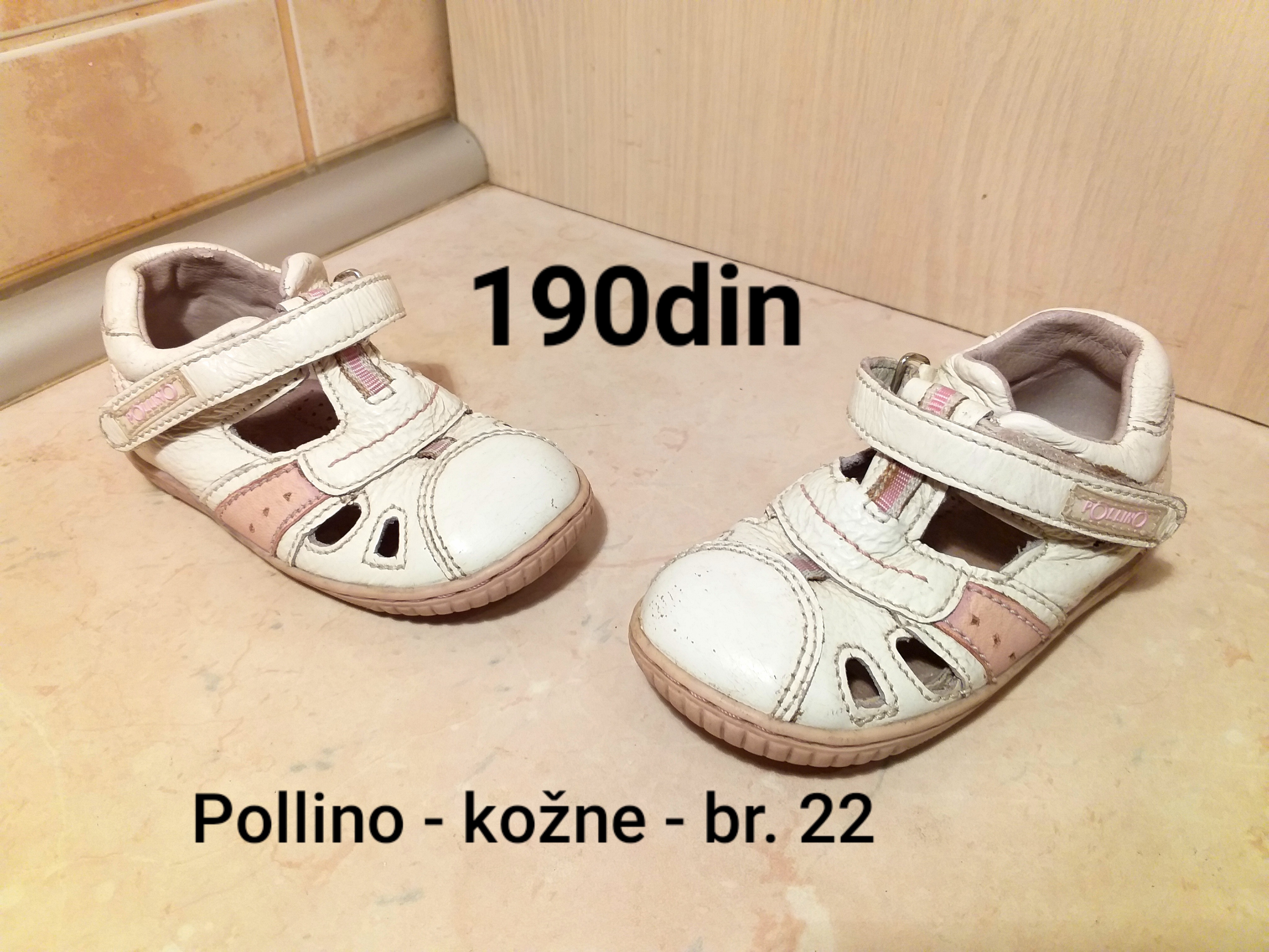 Polino kožne dečije sandale belo roze br. 22