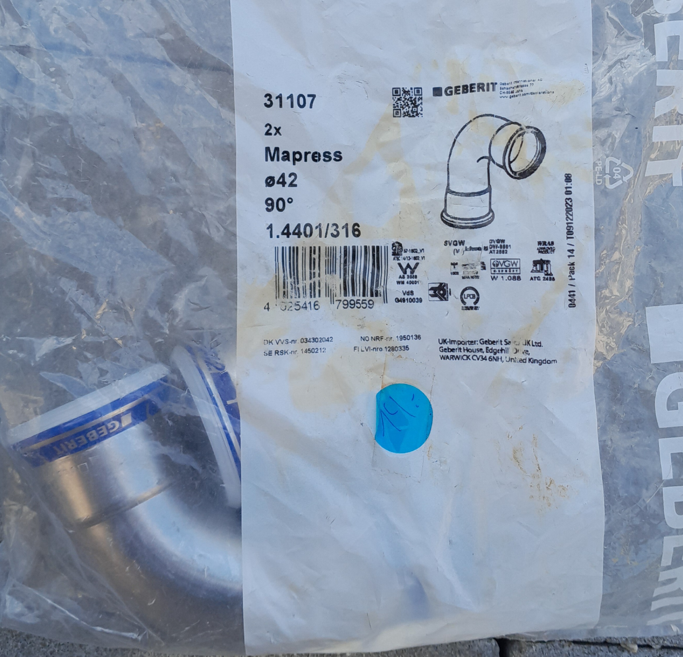 Geberit Mapress koleno 90 Ra Inox komada 2