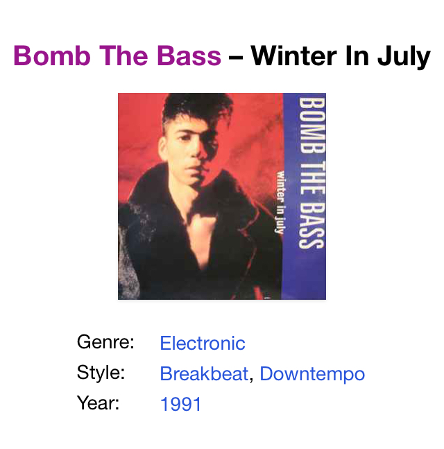 Vinil Bomb The Bass – Winter In July